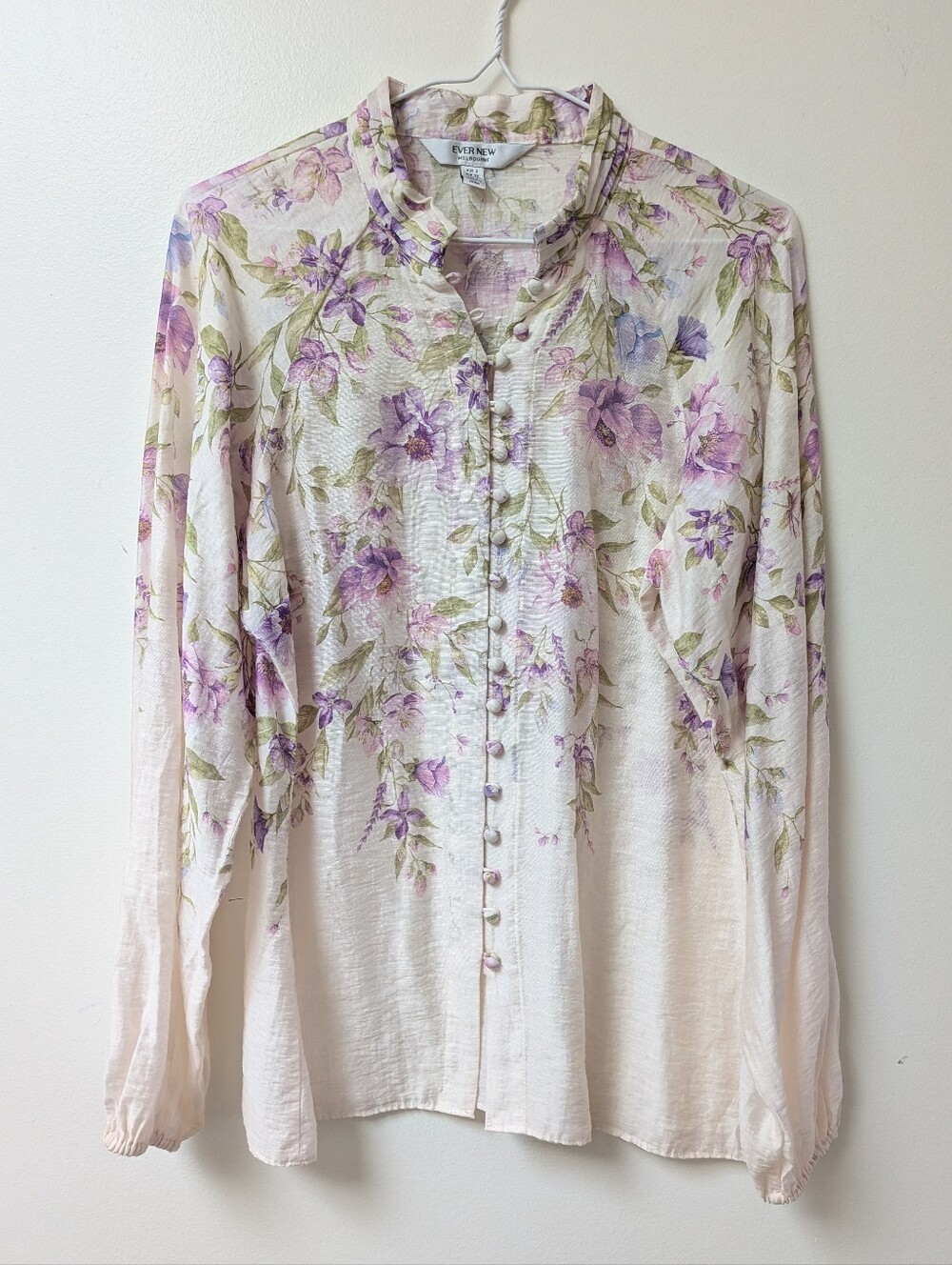Evernew Floral Blouse Button Up Small 4